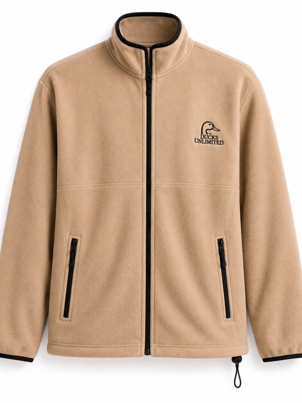 Ducks Unlimited Tan Full Zip Fleece Jacket‎ Men's Large Outdoor Hunting